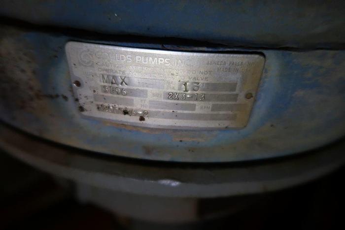 Used GOULDS MDL. 3196 2X3-13 S/S CENTRIFUGAL PUMP 30HP