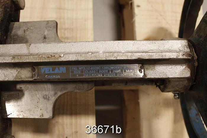 Used Velan 4" Hand Operated Knife Gate Valve #36671