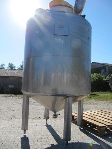 Brugt 1850 liters rustfri tank med omrører - SOLGT