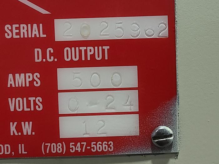 Used 500 AMPS 24 VOLTS Aldonex Ultimat-ic DC Power Supply Rectifier for Plating Anodizing  500A 24V