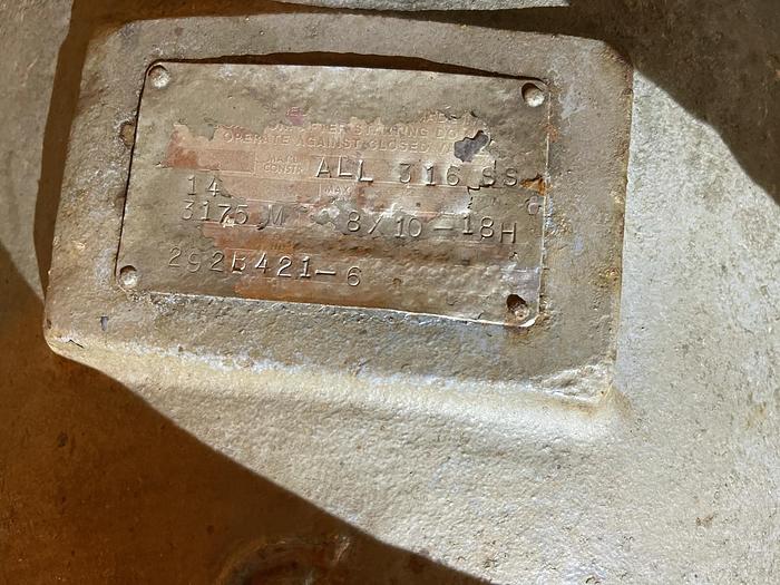 Used GOULDS PUMP 316 S/S 10X12-18 MODEL 3175M WITH 75 HP MOTOR