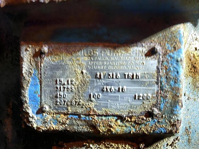 Used GOULDS 3175S 4X6-14 CENTRIFUGAL  PUMP 316 S/S WITH 20HP MOTOR