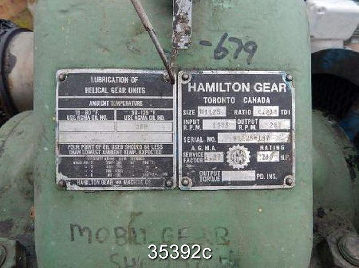 Used Hamilton H1125 Gear Reducer, 4.24/1 Ratio, 250Hp #35392