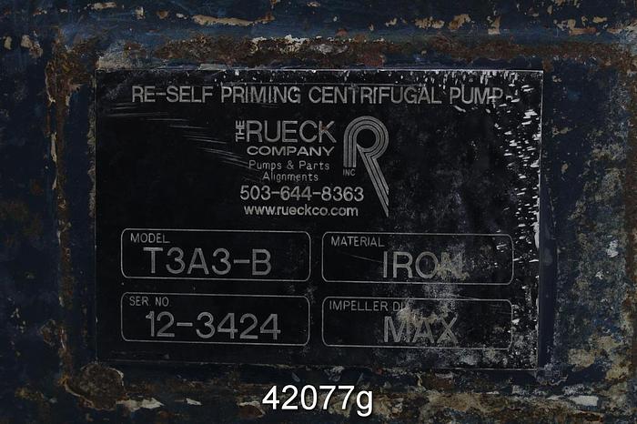 Used Rueck T3A3-B Trash Pump, Iron Casing, 2-Vane 9" Stainless Steel Impeller #42077
