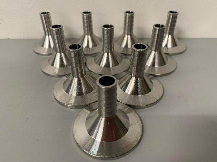 Used Stainless Steel Sanitary 7/16" Hose Fitting To 1 1/2" Sanitary Fitting