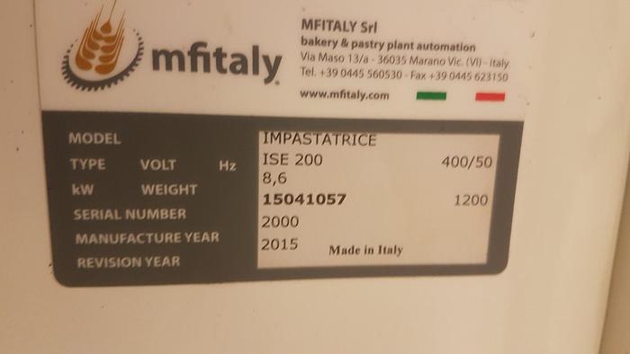 Used 2015 MFItaly srl / Esmach ISE 200 spiral mixer with 2 x 200kg mobile mixing bowls