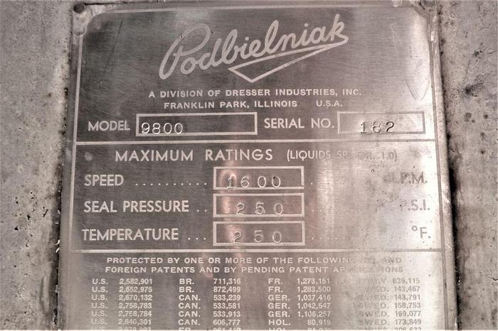 Used Centrifuge, Podbielniak, Petrozon, 9800, 48" X 48", A #Z207200