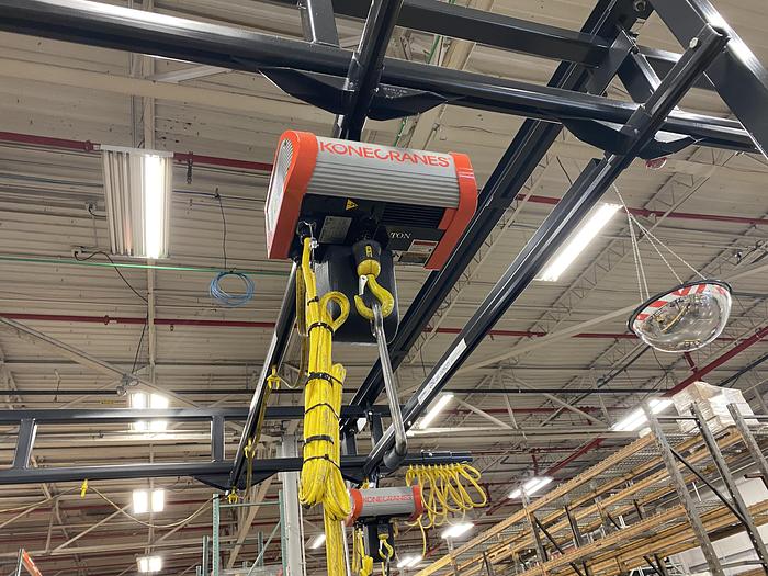 Used 500 LB GORBEL 20' x 10' x 10' FREE STANDING MULTIBRIDGE CRANE