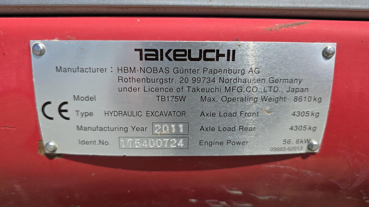 Gebraucht 2011 Takeuchi TB175W Mobilbagger