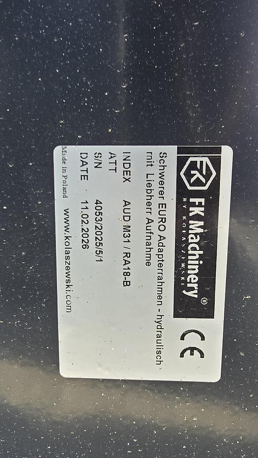 FK Machinery Hydraulischer Adapter mit Liebherr auf Euro Aufnahme