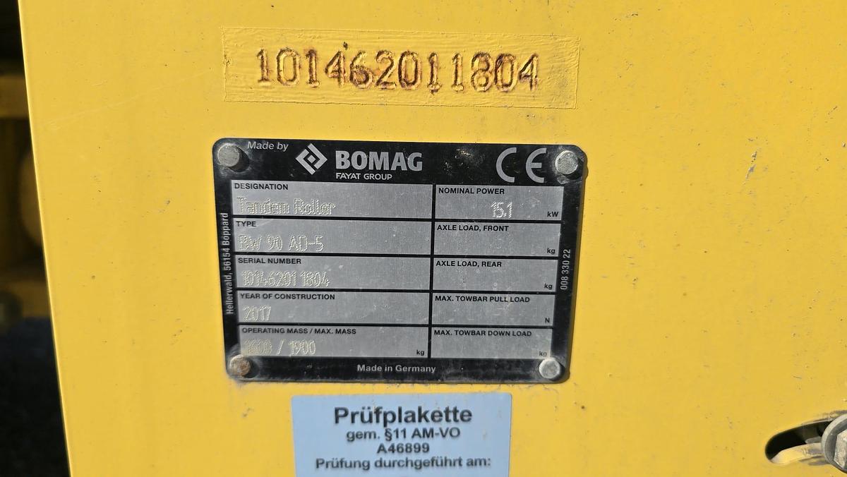 Gebraucht 2017 Bomag Tandemwalze BW 90 AD-5