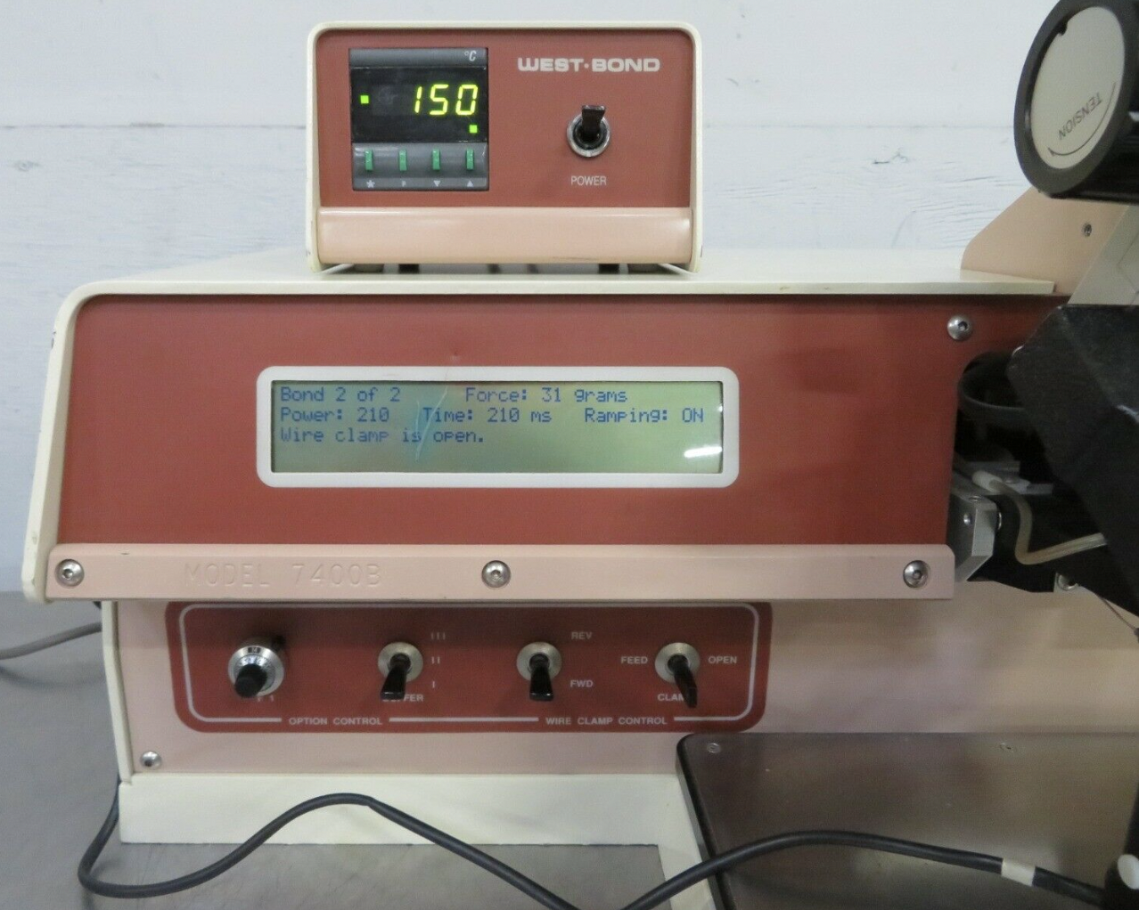 Used West-Bond 7400B Manual 45° Feed Wedge Wire Bonder (refurbished)