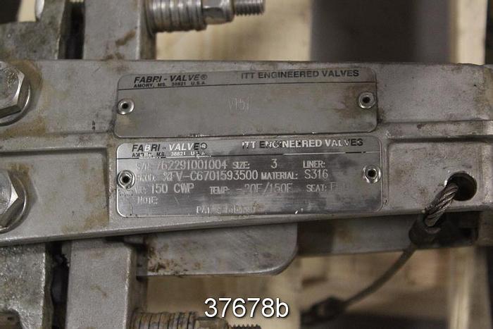 Used Fabri 3" Hand Operated Knife Gate Valve, C67 #37678