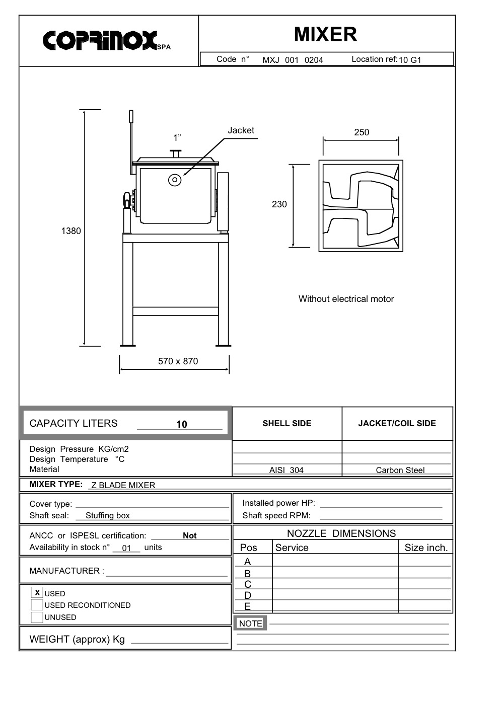Usato Miscelatore  da 10 Litri