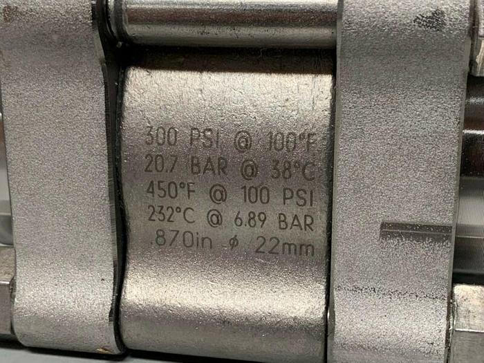 Used Whitey SS-65TSC16 Stainless Steel Sanitary Ball Valve 300 PSI w/ 1" Sanitary Fit