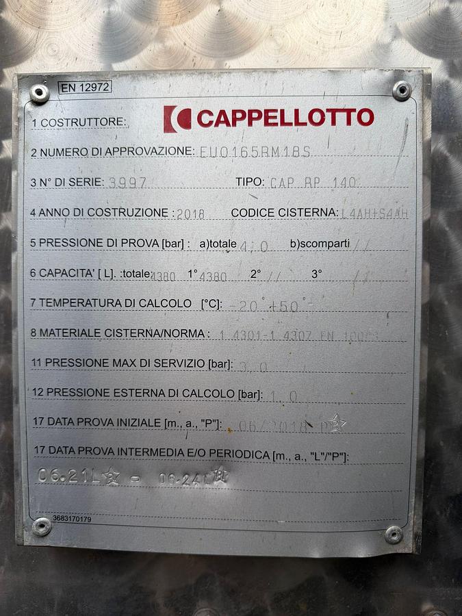 Usato 2018 IVECO CAPPELLOTTO EUROCARGO 140 E 28 SPURGO ADR