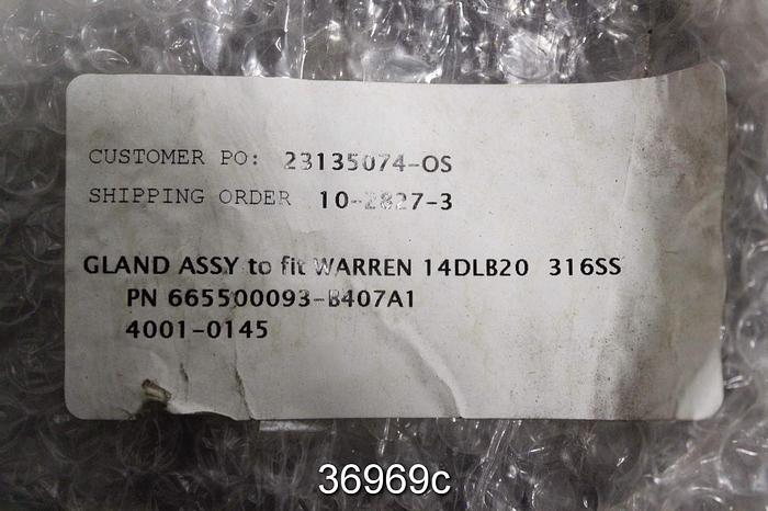 Unused Warren 14DLB20 Pump Gland Assembly, 665500093 B407A1 #36969