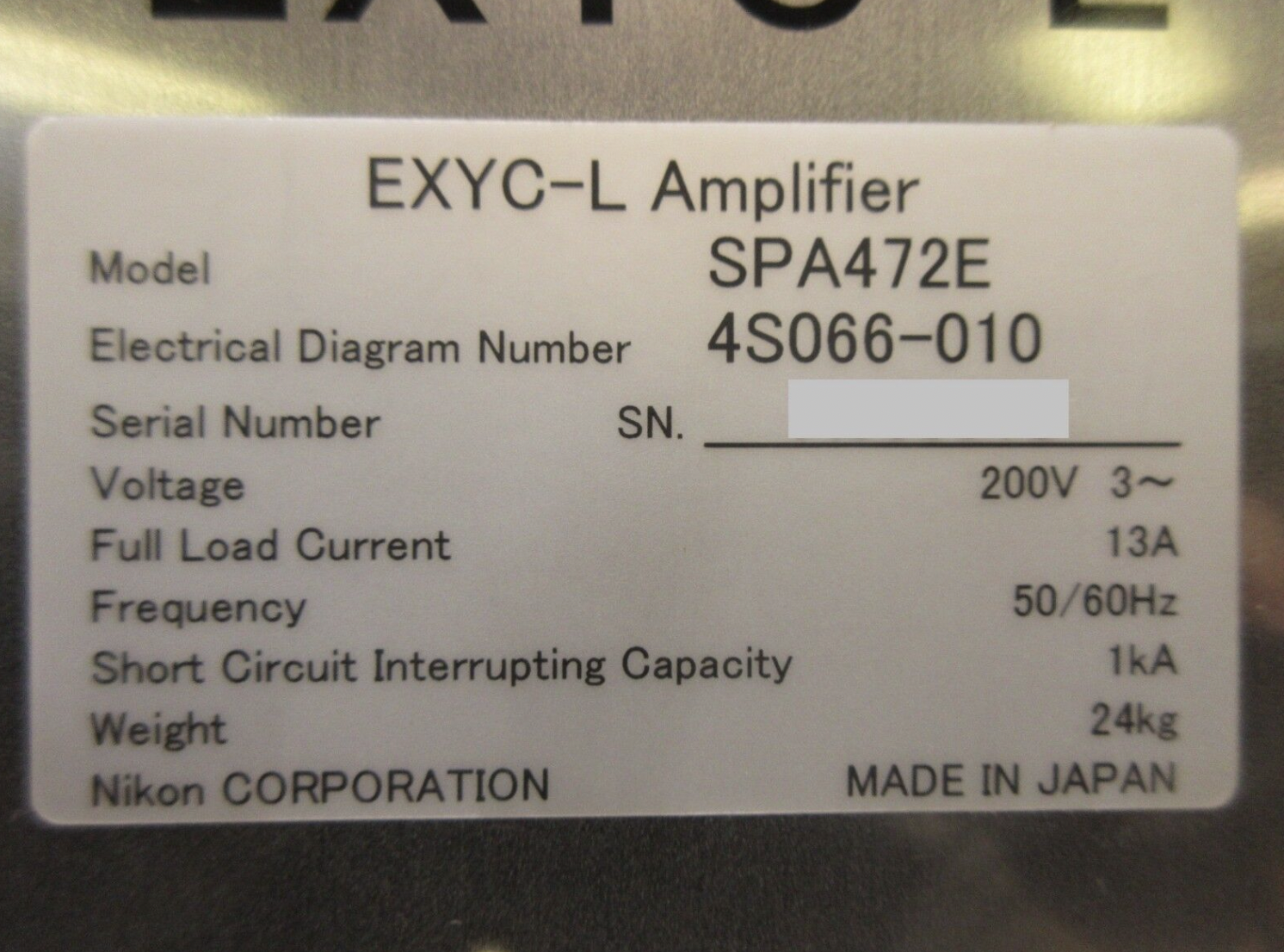 Used Nikon 4S066-010 EXYC-L Amplifier SPA472E 4S013-684-1 Used Working