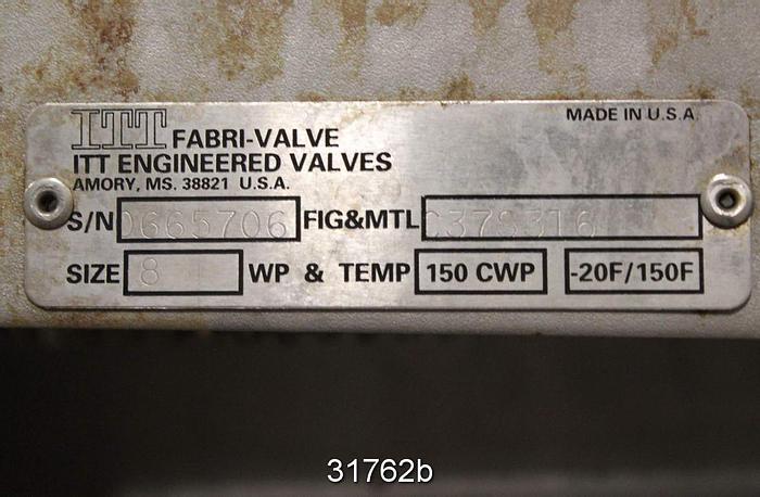 Used Fabri 8" Hand Operated Knife Gate Valve #31762