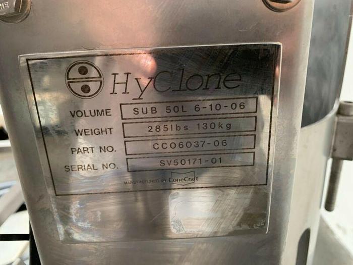 Used Hyclone 50L SV50171-01 Mixer w/ GTR 3Phase 1/4HP Motor on Rolling Cart