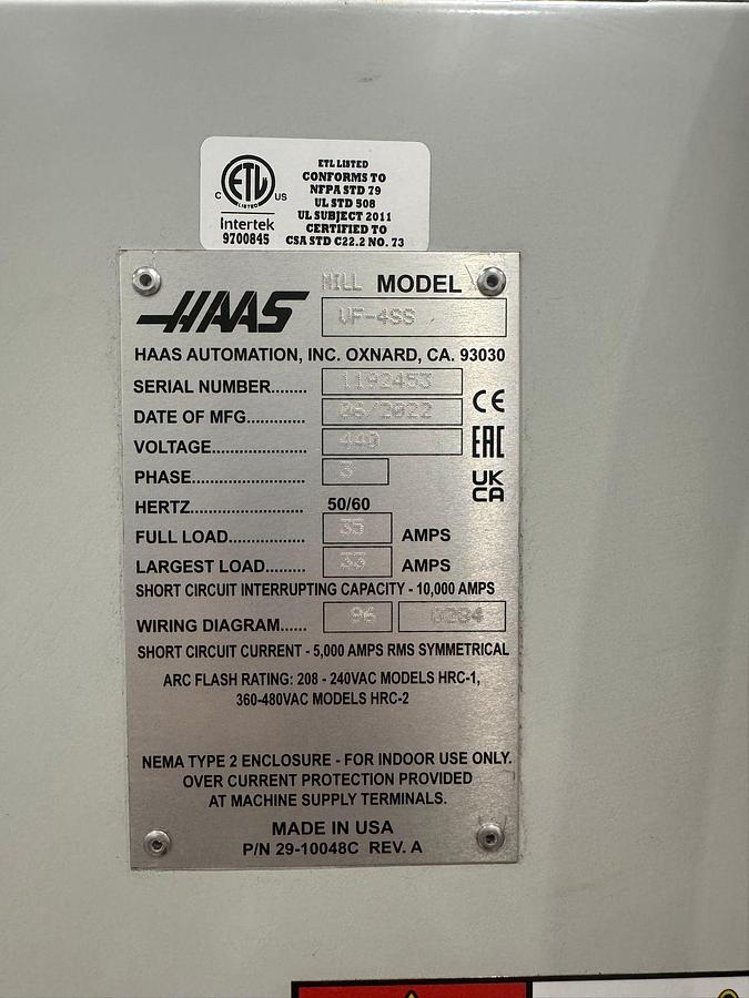Used 2022 Haas VF-4SS