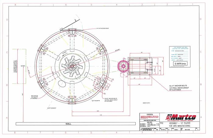 Used Black Clawson HYDRAPULPER Pulper 12 Foot Diameter, New In 2005.  Rotor Diameter 42", 250 Hp, 1200 Rpm Motor.  Extraction Plate With 3/16" Diameter Holes. #26716