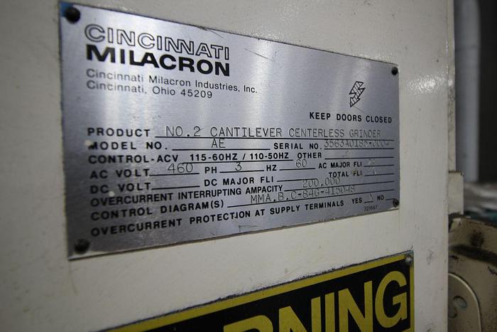 Used CINCINNATI MILACRON NUMBER 2 CANTILEVER CENTERLESS GRINDER, TYPE AE