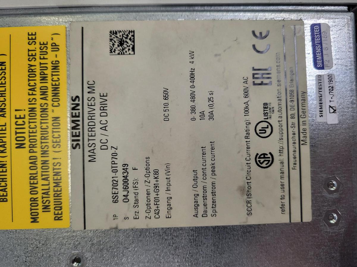 Gebraucht Siemens Masterdrive MC 6SE7021