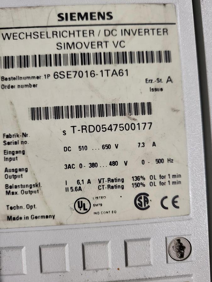 Gebraucht Siemens Inverter Simovert VC