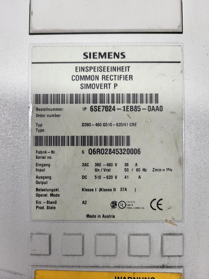 Gebraucht Siemens Einspeiseeinheit Simovert P