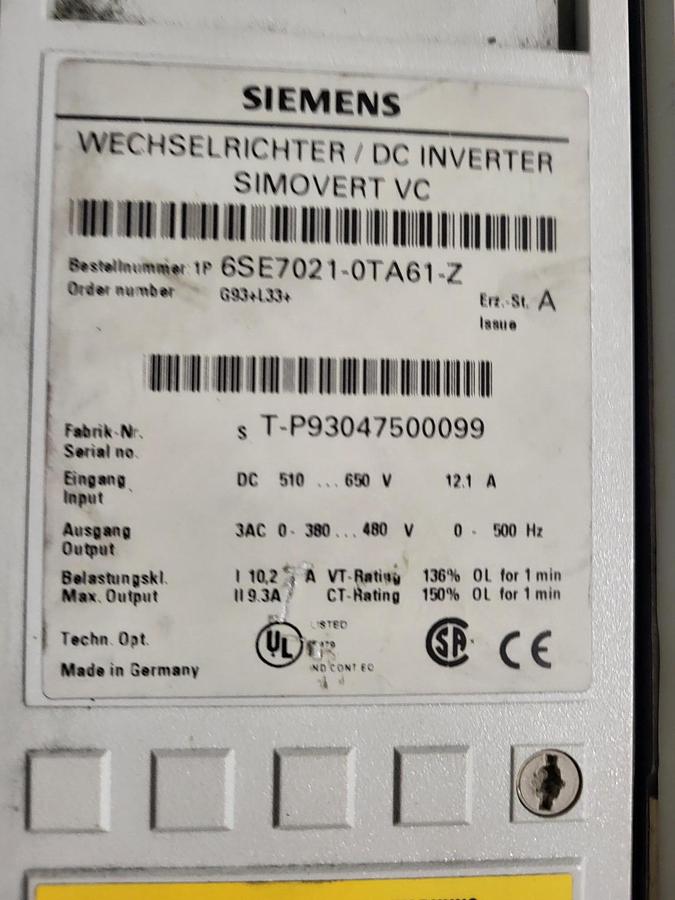 Gebraucht Siemens Inverter Simovert VC