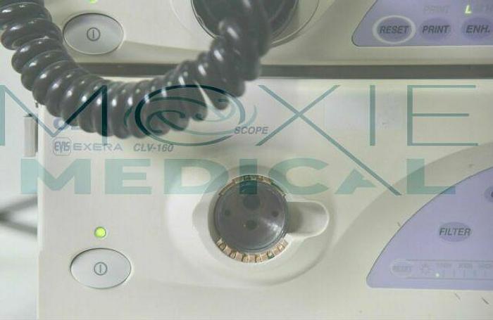 Used Olympus CV-160 Evis Exera Processor, CLV-160 Light Source, MAJ-843 Pig Tail, Keyboard and Accessories