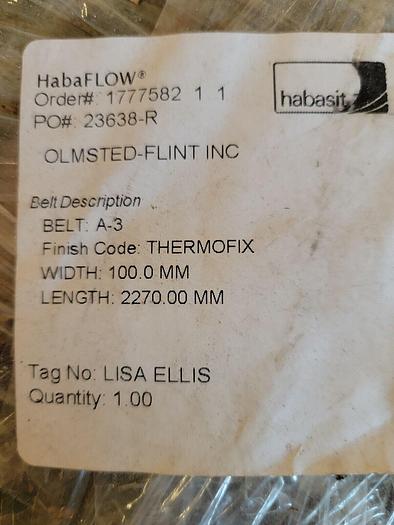Habasit Habaflow A-3 Belt, 100mm width, 1270 mm length