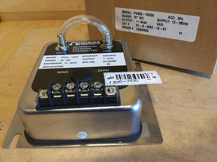 PX653-10D5V Omega Differential Pressure Transmitter 10"WC Range