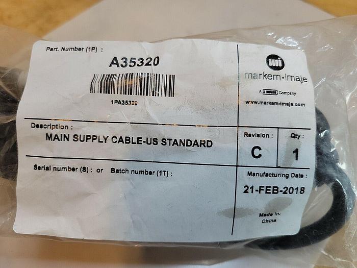 Markem Imaje A35320 Main Supply Cable (US Standard)