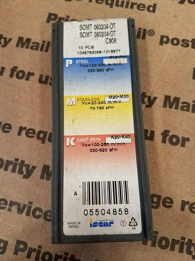 Used ISCAR SOMT 060204-DT, QTY SIX Carbide Inserts