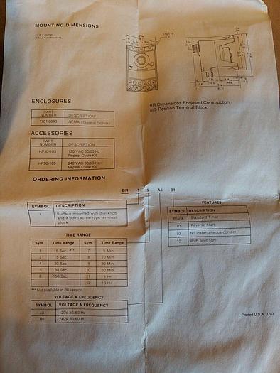 Danaher Controls BR11A6 Reset Timer BR1 Timer