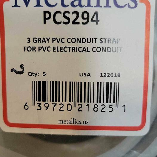 Metallics 3 Gray Pack of 5 PVC Conduit Straps For Electrical Two Hole PCS294 New 639720218251