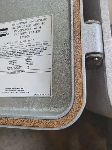 Used Crouse Hinds W2SR33542 Interlocked Arktite Receptacle