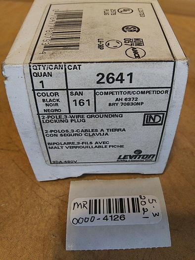 Leviton 2641 Locking Plug 2 Pole 3 Wire Grounding