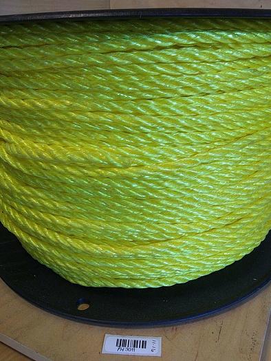 Twisted Polypro Yellow Rope. Appx 1200ft. 1/4" diameter. 1130 Tensile Strength