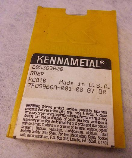 KENNAMETAL 285369R00 CARBIDE INSERTS, KC810 QTY 10 INSERTS
