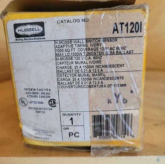 Hubbell Motion Detector Wall Switch Sensor AT 1201 Ivory New