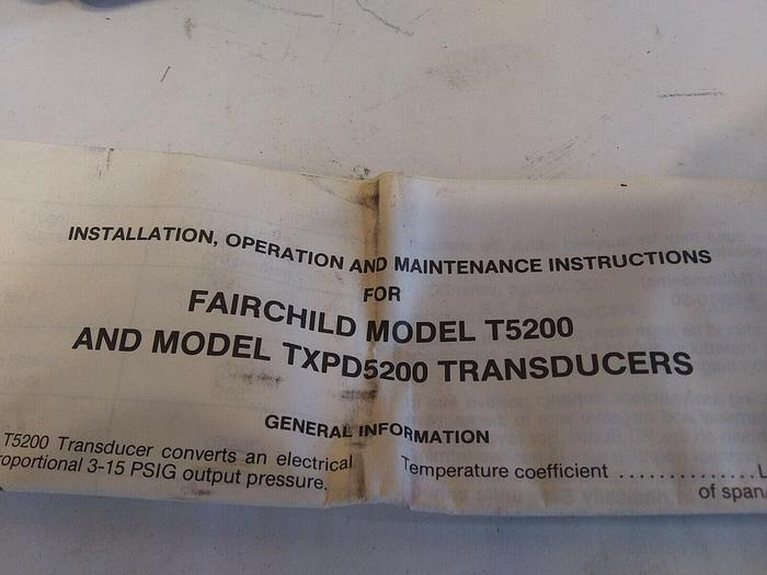 Fairchild Z14318 TB5220-9 Electric to Pneumatic Transducer
