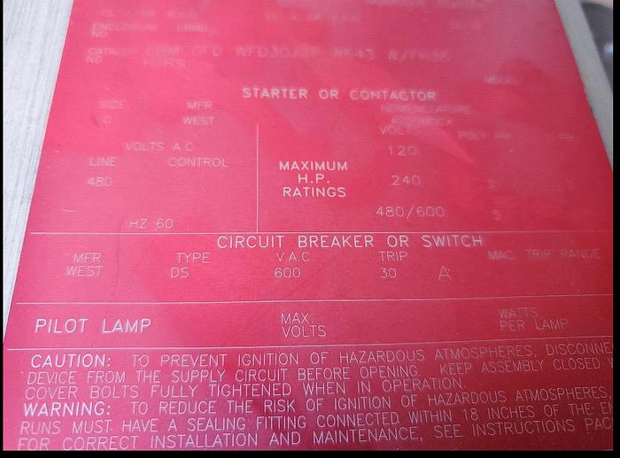 Used Cooper Crouse Hinds EBMCOFD EBMC WFD30J36 W643 W/FH36