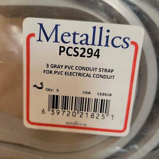Metallics 3 Gray Pack of 5 PVC Conduit Straps For Electrical Two Hole PCS294 New 639720218251