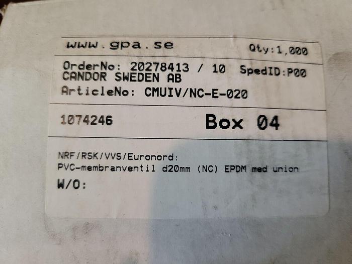 FIP CMUIV/CP NC D20 EPDM