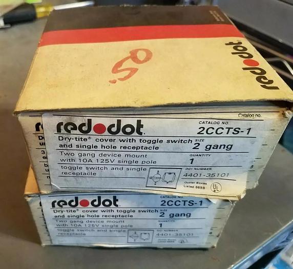 Red Dot 2CCTS-1, Dry-tite Cover w/ Toggle Switch & Single Receptacle - QTY 2