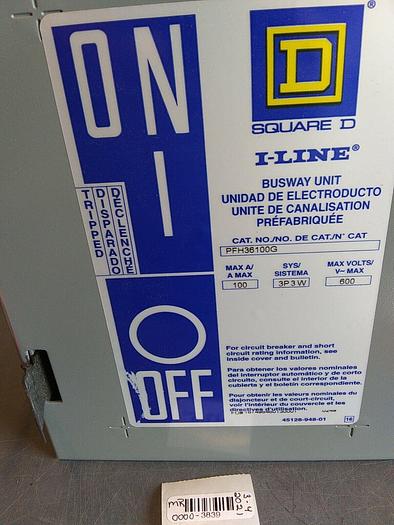 Square D PFH36100G I-LINE 100 AMP Circuit Breaker Disconnector