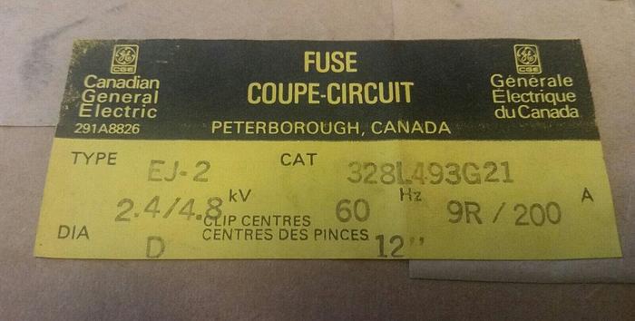 GE FUSE 328L493G21, EJ-2 60Hz 9R/200 - NEW IN BOX